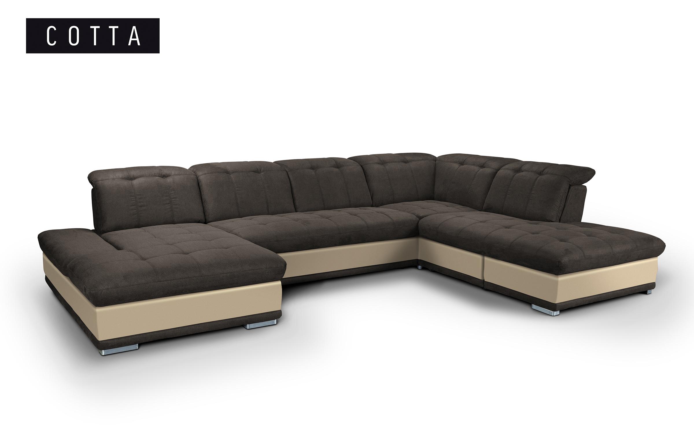 Γωνιακός καναπές Π σχήμα Baleron, σκούρο καφέ + μπεζ  5